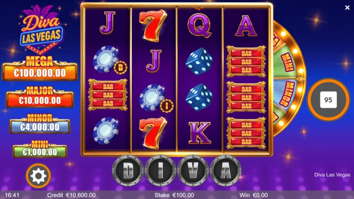 Diva Las Vegas - Hauptbildschirm mit 4x4 Walzen